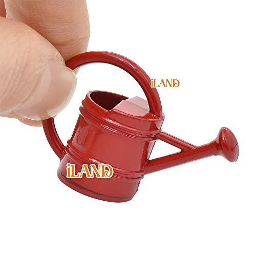 iland Dollhouse Accessories on 1:12 Scale, Gardening Tools Pack of Mini Metal Pail, Watering Pot and Hose Fits Fairy Garden