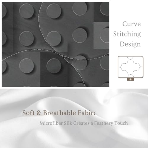BlessLiving Kids Building Blocks King Comforter Set Geometric Minimalist Bedding Set Modern Black Grey Microfiber Comforter Soft Lightweight Bed Set for Apartment Dorm Bedroom - color: Black Building Blocks, size: King