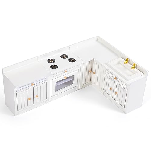 Wooden Dollhouse Furniture Set for Dollhouse Kitchen, 1 12 Scale - style: White Kitchen Set