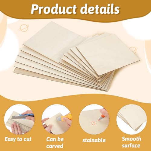 12PCS Balsa Wood Sheet, 2mm 4x8in and 4x4in Thin Unfinished Wood Boards Plywood Sheets Wood Sheets for Crafts for Laser Cutting DIY Crafts Architectural Models Wood Burning
