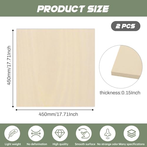 2 Pack Plywood Sheets, 17.1" x 17.1"x 0.15" Basswood Sheets - color: 2 Pack, size: 17.1" x 17.1"x 0.15"