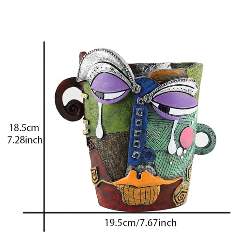 Picasso Abstract Resin Flower Pots Colorful Unique Face Planters Pots Head - color: Tearful Face