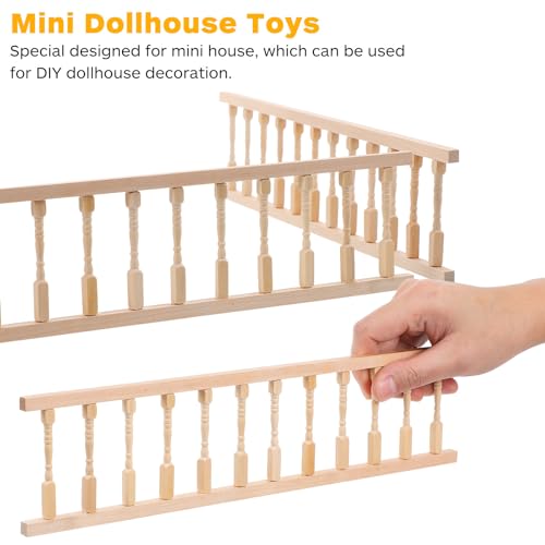 Toddmomy 2pcs 1/12 Scale Dollhouse Railing, Miniature Wooden Banister Handrail for Stair Porch Decor, DIY Mini Furniture Accessory for Kids Pretend Play (12 x 2.95 x 0.27 Inch)