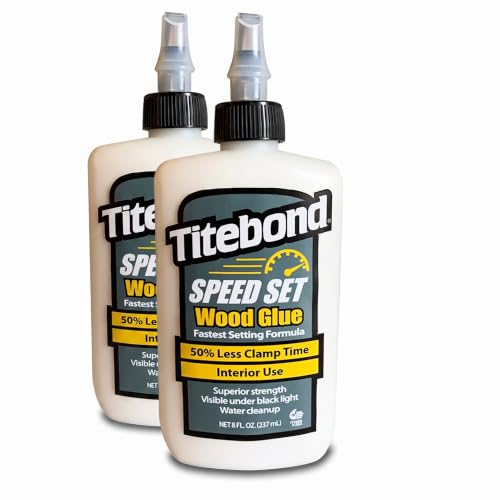 Titebond Speed Set Wood Glue, Fast Set Time, 15-Minute Clamp, Superior Strength, Increase Productivity, Visible Under Blacklight, 8 oz. 4363 (Pack of 2) - size: 8 oz. (Pack of 2)