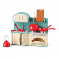 Family Dollhouse Kitchen Set — Miniature Stove, Sink & Oven with Frying Pan, Saucepan, Kettle, Utensils & Cutting Board — Dollhouse Furniture & Accessories for Ages 3+ - style: Kitchen Set