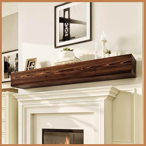 Avana Rustic Fireplace Mantle Shelf 60 Inches for Home Decor/Wall Decor - Handcrafted Wood Shelf for Wall - Decorative Fireplace Mantel Shelf - Farmhouse Mantle Decor 60 X 8 X 5 - Rustic Brown - color: Rustic Brown, size: 60 X 8 X 5