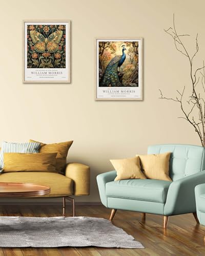 HesenDot William Morris Vintage Butterfly Framed Wall Art, 12x16 Inch - color: Framed Butterfly Oak Wood