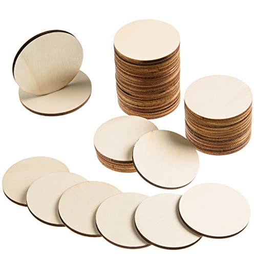 300 Pieces 2 Inch Unfinished Round Wood Slices Rounds Wooden Discs Wood Circles for Crafts Wood Blanks Round Cutouts Ornaments Slices for DIY Art Crafts Christmas Decorations - size: 2 Inch