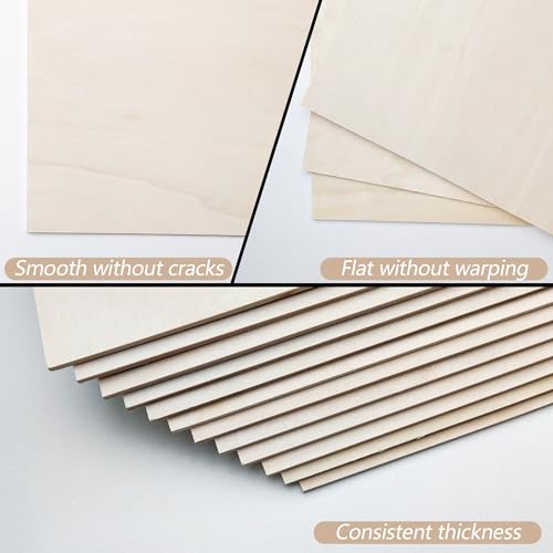 36 Pack Basswood Sheets 1/8 inch, 3mm Basswood for Laser Cutting, 12 x 12 inch Wood Slabs for Crafts, DIY Architectural Models Making, Wood Engraving, Staining