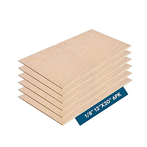 3MM 1/8" x 12" x 20" Baltic Birch Plywood - B/BB Grade (6pk) Ready for Glowforge Laser Printers - Perfect for Arts and Crafts, School Projects and DIY Projects - color: Pack of 6, size: 1/8" x 12" x 20"