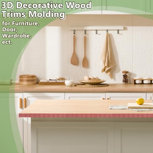 OLYCRAFT 25Pcs 3D Decorative Wood Trim Molding 15.8 Inch Unfinished DIY Trims Bead Pressed Thread Half Wooden Trim Molding Decorative Wood Trims for Home Wall Door Border Ceiling Cabinet Window - style: Bead Pressed Thread