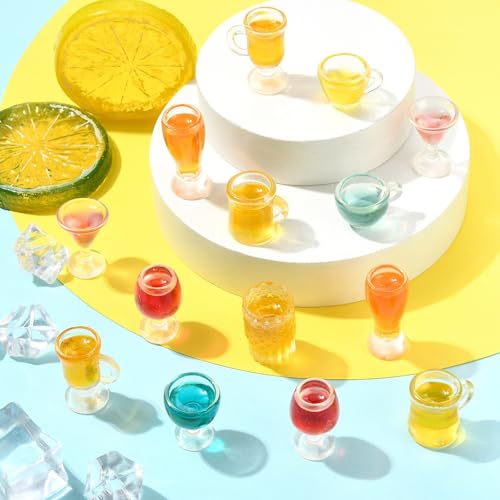 DanLingJewelry 45Pcs Miniature Wine Glasses Set Mini Cocktail Beer Juice Tea Beverage Glasses Drink Cups for Dollhouse Decoration Mini Wine Bottles