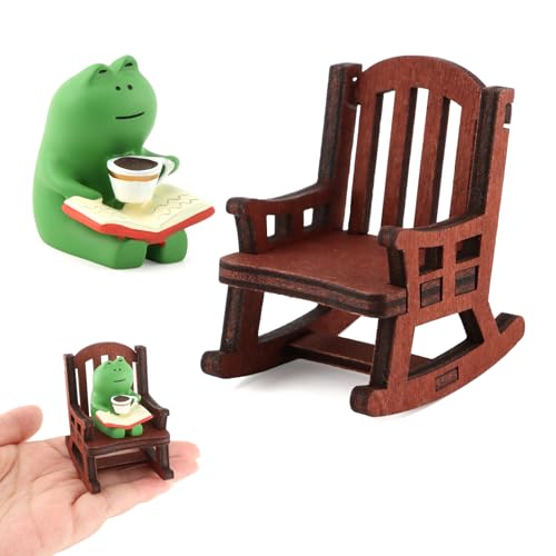 Mini Resine Animal Figurines Set, Desk Decor Adorable Frog & Panda Decor for Garden/Bookshelf (4-7cm), Small Animal Statues Gifts Ornaments Lovers
