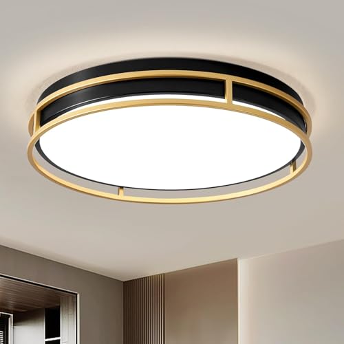 Modern Flush Mount Ceiling Light, Black Gold Dimmable Ceiling Light Fixture - color: Black and Gold, size: 16.5in