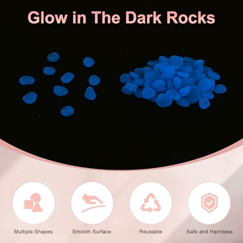 M METERXITY 1000-Pack Glow in The Dark Rocks, 0.43" Resin Outdoor Garden Decorations Luminous Pebbles Stones for Garden Plants/Aquarium/Backyard Path, Aquarium Gravel [Dark Blue] - color: Dark Blue