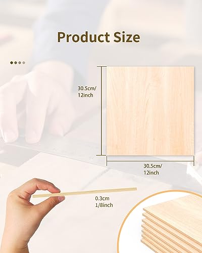 24 Pack Basswood Sheets for Crafts-12 x 12 x 1/8 Inch- 3mm Thick Plywood Sheets with Smooth Surface-Unfinished Craft Wood Boards for Engraving and Cutting, Architectural Models, Staining - color: 24 Pack 12" X 12" X 1/8"