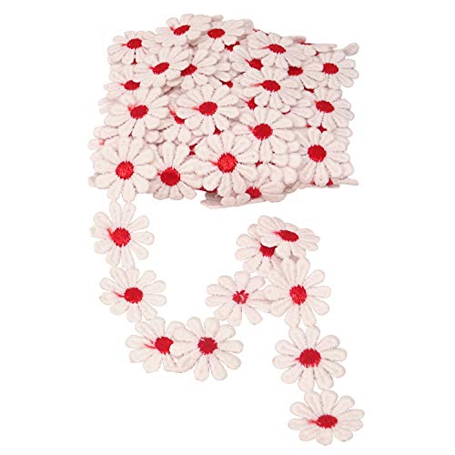 Honbay 5 Yards Decorating Lace Embroidered Trim Ribbons for Sewing or Craft Decoration (Daisy red) - color: Daisy red