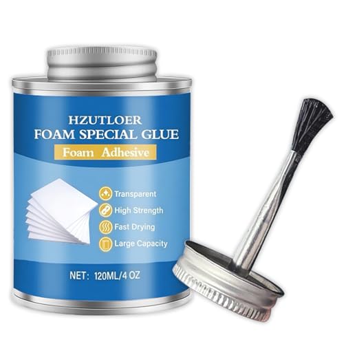 4OZ Foam Glue with Brush,High Strength Clear Foam Adhesive for EVA Sponge Rubber Pearl Cotton Plastic Sheets,Waterproof Glue for DIY Crafts Model Making Home Repairs