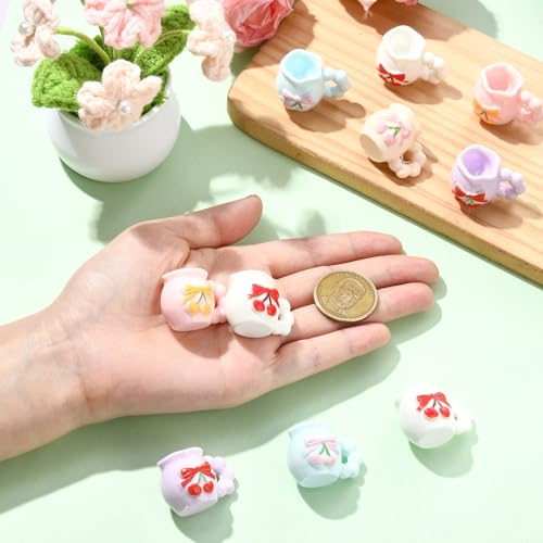 Stiesy 30 Pcs Resin Cherry Blossom Vase Miniature Mini Floral Figurines Decor for Home Office Desk Shelf Display Accessories - color: Vase-24pcs