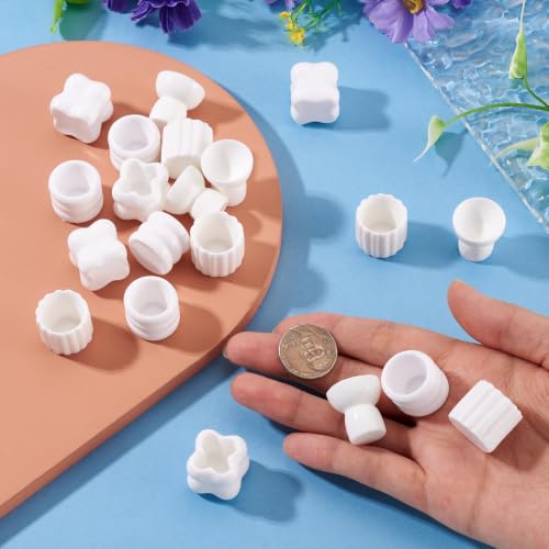 20Pcs White Mini Flower Vase Ornaments Miniature Flower Bottle Flowerpot Micro Landscape Dollhouse Accessories Pretending Prop Decoration Doll House Small Flower Vase Deco Table Garden Decor - style: White Vase-4 styles