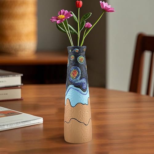 Colorful Abstract Resin Flower Pots Van Gogh Starry Night Unique Plant Pots - color: 3pcs Starry Night