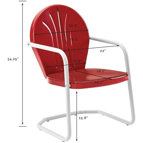 Crosley Furniture Griffith Retro Metal 3-Piece Chair & Side Table Set - color: Red