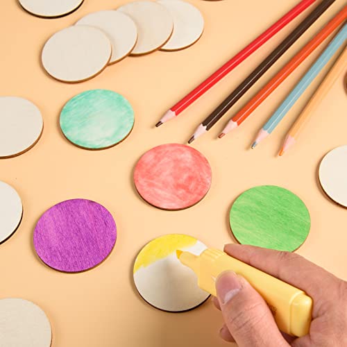 300 Pieces 2 Inch Unfinished Round Wood Slices Rounds Wooden Discs Wood Circles for Crafts Wood Blanks Round Cutouts Ornaments Slices for DIY Art Crafts Christmas Decorations - size: 2 Inch