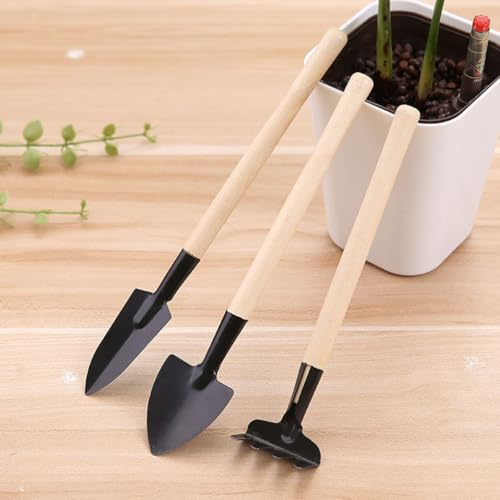 GANAZONO 8 Sets Mini Gardening Tools Portable Garden Hand Tools Set Miniature Gardening Rake Trowel and Shovel for Bonsai Succulents Herbs Planting