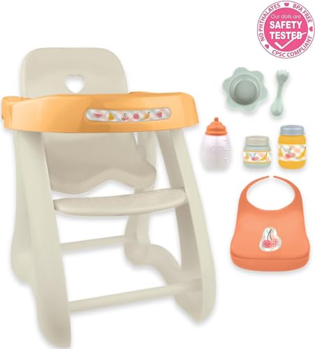 JC Toys - for Keeps Playtime! | Baby Doll High Chair | Fits Dolls up to 17" | Sturdy High Chair and Play Accessories | Ages 2| Earth Tone Colors - color: Neutral Beige High Chair