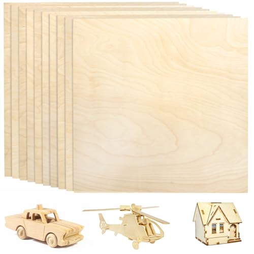 Yarlung 10 Pack Baltic Birch Plywood, 11.8 x 11.8 x 1/4 Inch Birch Wood Sheets, Unfinished Wood Board for Crafts, Lasers, Models, Painting, Wood Engraving