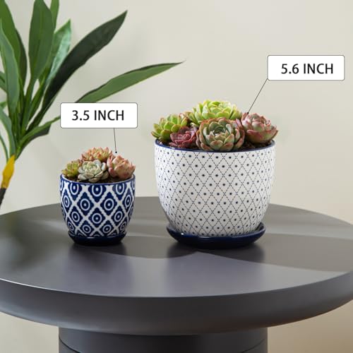 5.6 Inch Ceramic Plant Pots Set of 4 - size: 5.6 Inch