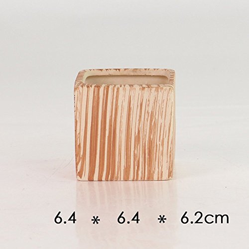 2.5-3" Succulent Pots, Ceramic Wood Pattern Cactus Planters Set, 6 Pack