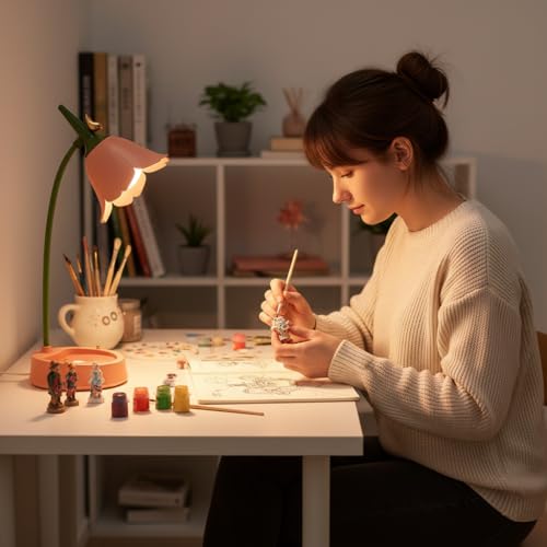 magical JD LED Desk Lamp Cordless Table Light Adjustable Gooseneck Dimmable Touch Rechargeable Battery Eye-Caring Night Light for Kids, Mini Cute Lamp for College Dorm Bedroom Reading, Yellow - color: Yellow