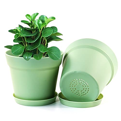 WOUSIWER 16 Pack 6 inch Plastic Planters, Indoor Flower Pots, Heavy Duty and Stylish 6 Inch Plant Pots for Indoor Plants with Drainage Holes and Tray for Plants, Flowers, Colorful - color: Colorful