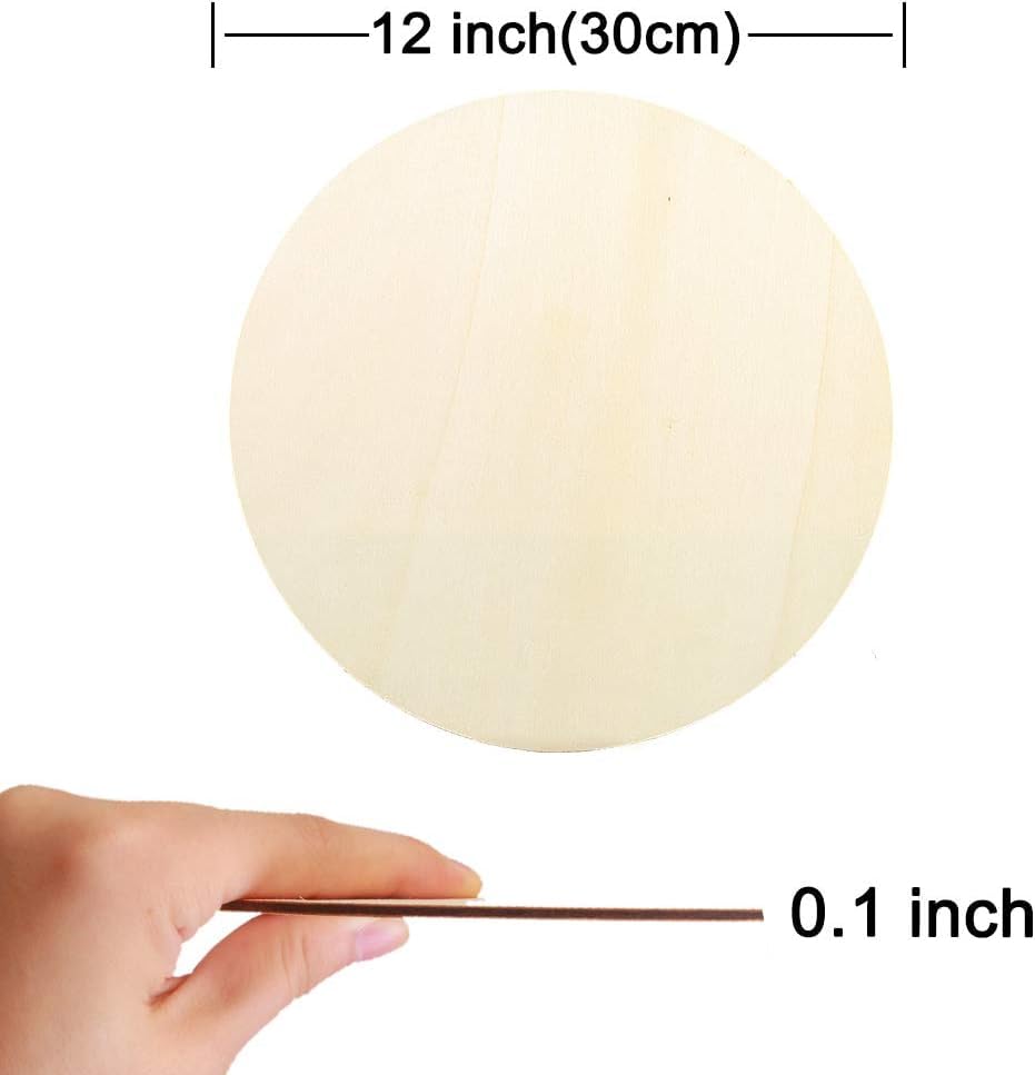 22 Pieces 12" Inch Round Wood Discs for Crafts, Unfinished Wood Circles Wood Rounds Wooden Cutouts for Crafts, Door Hanger, Door Design and Wedding Decorations… - size: 22 Pieces 12" Round