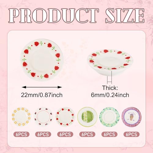 FASHEWELRY 36Pcs Resin Plates Miniature Ornaments Mini 22mm Kitchen Tableware Plates Dishes Models for Micro Landscape Decorations Garden Home Party Decor - color: 6 Colors-round Plates