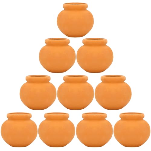 ONEST 10 Pieces Miniature Tiny Clay Pots Mini Flower Pottery Planter for DIY Garden Plants Office Home Decoration - color: 10 Pieces