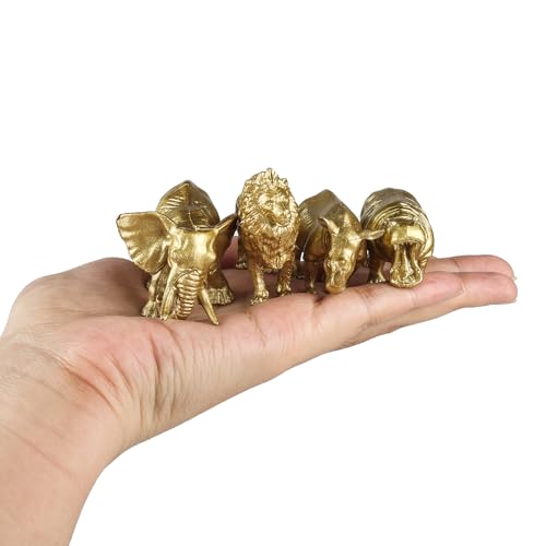 24pcs Gold Animal Figurines Toys, Plastic Safari & Farm Animals Figures, Miniature Zoo Jungle Animals for Cake Toppers Birthday Gift Party Decoration