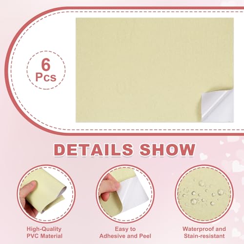 uxcell 6 Sheets Miniature Dollhouse Wallpaper, Silk Pattern Self-Adhesive PVC Flooring Wall, Mini Wall Decor for Dollhouse Sand Table Model Accessories 11.81 x 7.87 Inch (Beige) - color: Beige