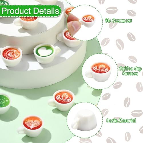 Stiesy 40 Pcs Resin Coffee Cup Miniature Set 8 Styles Caffe Latte Matcha Drinks Figurines for Dollhouse Display and Micro Landscape Decor - color: Coffee Cup-40pcs
