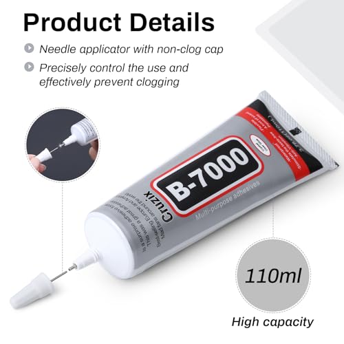 B7000 Jewelry Bead Glue for Jewelry Making, Crystal Clear Glue 3.7 fl oz B7000+Plus Multipurpose Super Adhesive Glue for Rhinestone Crafts Fabric Metal Stone Nail Art Wood Glass (110 ml/ 3.7oz) - color: 1x110 ML/ 3.7 oz
