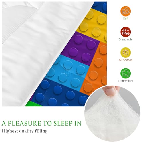 BlessLiving Colorful Building Blocks Twin Comforter Set Kids 3 Pieces - color: 13, size: Twin/Twin XL
