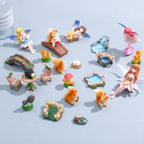 ONEST 29 Pieces Miniature Fairy Garden Accessories Small Fairy Figurines Hand Painted Fairies Figures for Car Decor Garden Flower Pot Birthday Cake Topper - style: Fairy Garden