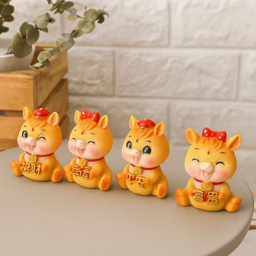 2026 Horse Year Mascot Cute Year of The Horse Car Ornament, Animal Statue Chinese Miniature Horse Figures(Style 1)