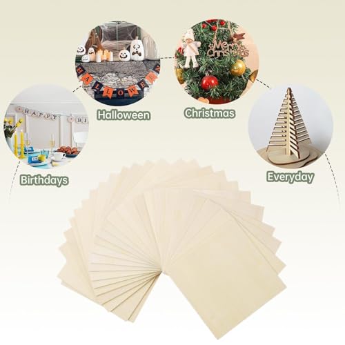 12 Pack Plywood Sheets, 7.87" x 7.87"x 5/64" Basswood Sheets - color: 12 Pack, size: 7.87" x 7.87"x 5/64"