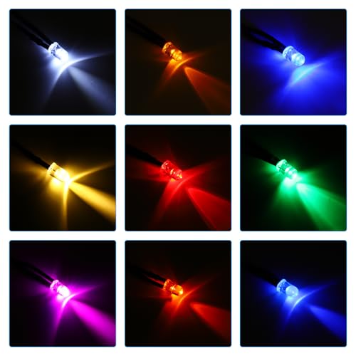 PATIKIL 3mm Yellow Green LED Diode Light, 20 Pcs 4.5-6V DC Pre Wired Mini LED Lights Bulb Light-emitting Lamp for RC DIY Indicator Lighting, Yellow Green Lights - color: Yellow Green Lights, size: 3mm