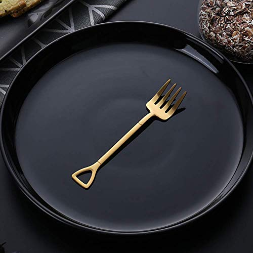Comicfs 10 Pcs 4.7 Inches Gold Shovel Shape Fruit Forks Cocktail Sticks Set, Stainless Steel Mini Salad Forks Appetizer Cake Dessert Forks Party Supplies (10 Fork, Gold) - color: 10 Pcs Forks-Gold, size: 10 Pcs