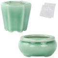 Bonsai Planter Succulent 2.4-2.8" (6-7cm) Mini Green Pots Value Set of 2 - color: Green 2pc