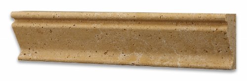 Gold (Yellow) Travertine 2 1/2 X 12 Crown Molding Trim, Honed - Lot of 50 pcs.