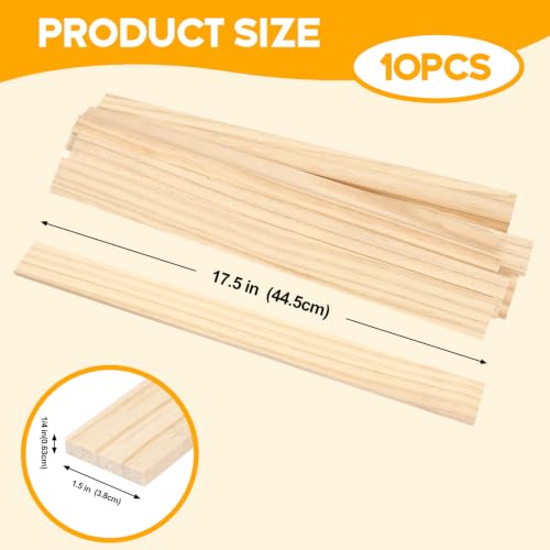 Wood Strips Planks 1/4"x 1.5" x 17.5", 10 PCS Wooden Dowels for Crafts - size: 1/4" x 1.5" x 17.5"-10 PCS